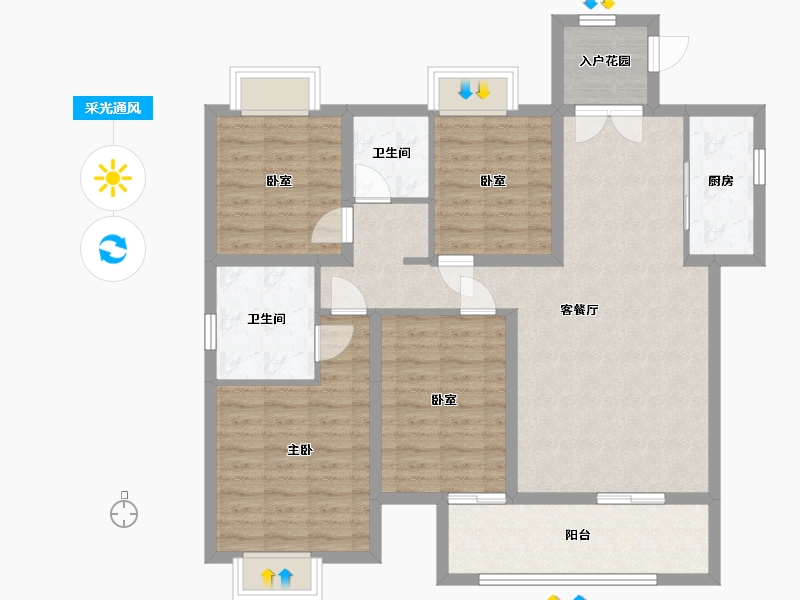 云南省-昆明市-润城第一大道-2栋-113.60-户型库-采光通风