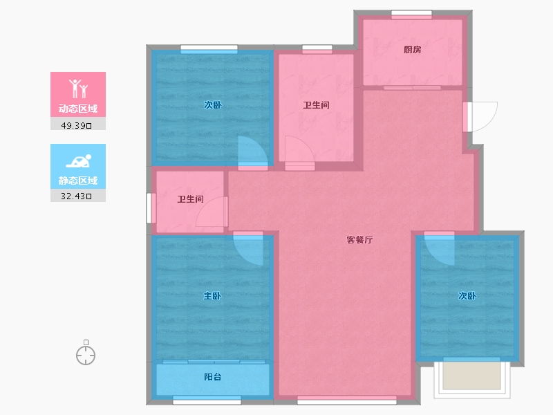 河北省-秦皇岛市-兴桐鑫城-83.00-户型库-动静分区