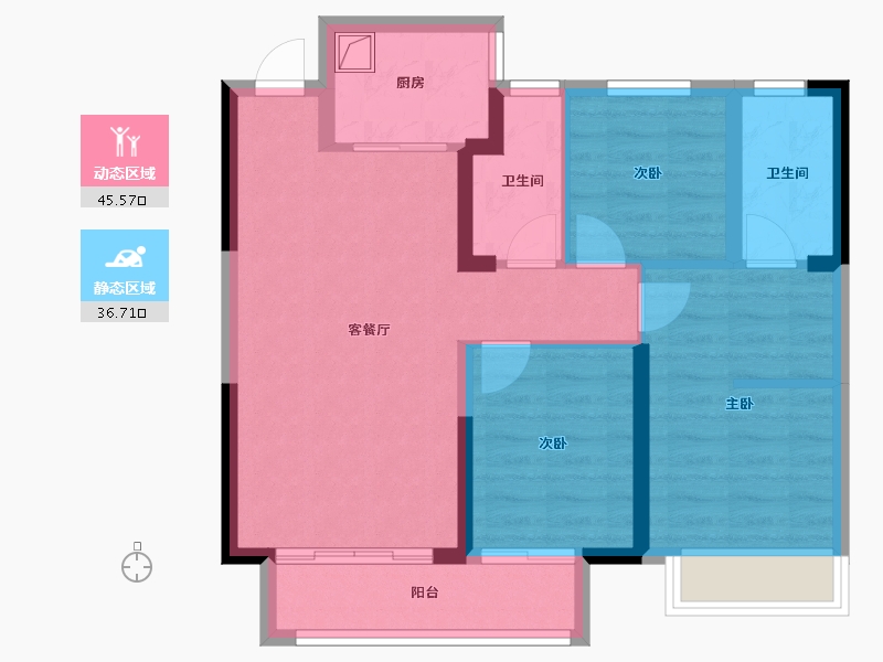 安徽省-宿州市-泗县绿城深蓝中心-85.60-户型库-动静分区