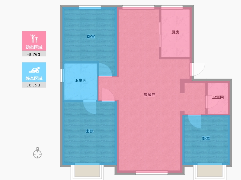 黑龙江省-哈尔滨市-汇智五洲城-96.00-户型库-动静分区