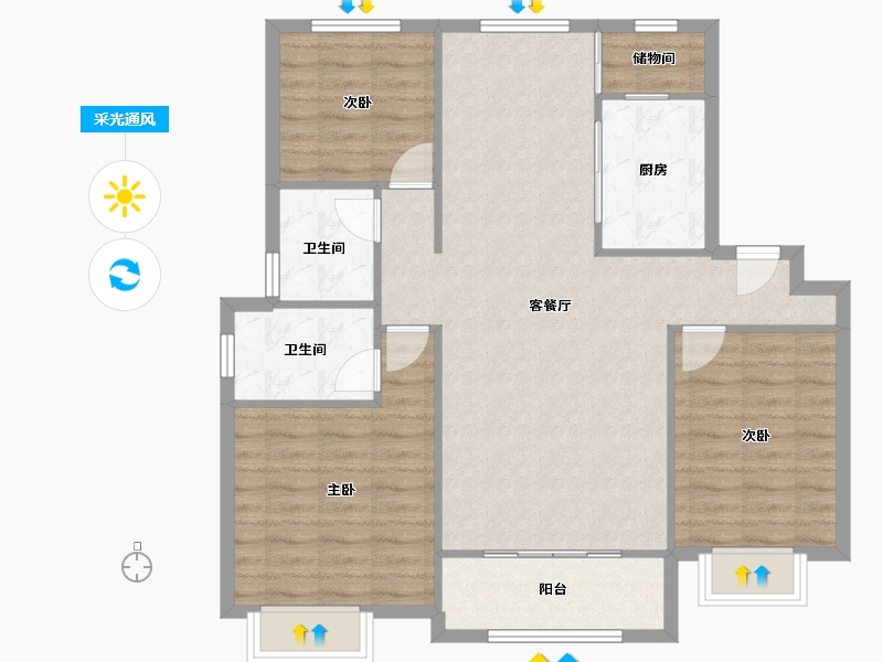 天津-天津市-亿韵园-99.20-户型库-采光通风