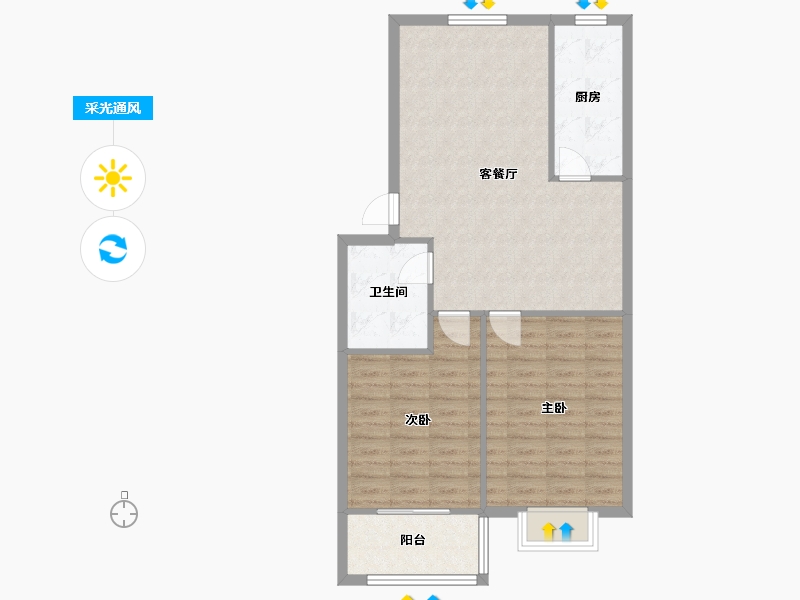 河南省-洛阳市-建华园小区-72.07-户型库-采光通风