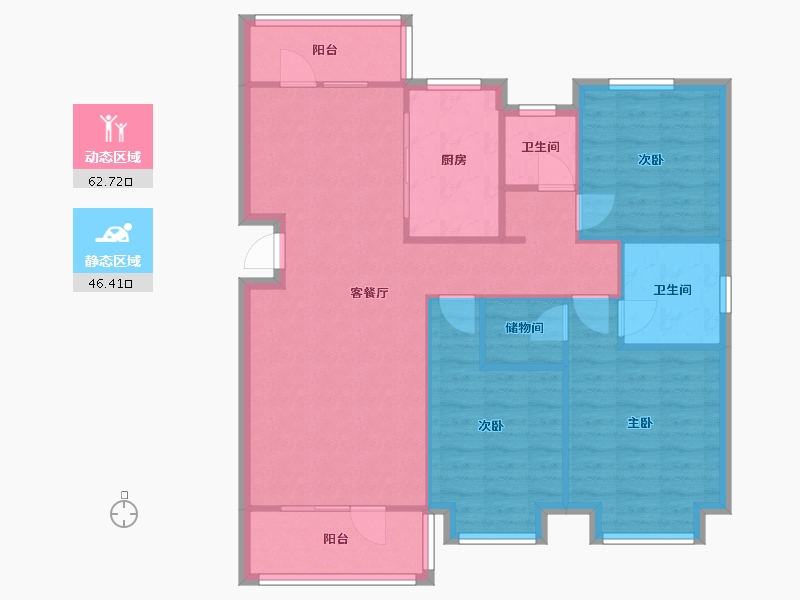 山东省-青岛市-玫瑰庭院-105.60-户型库-动静分区