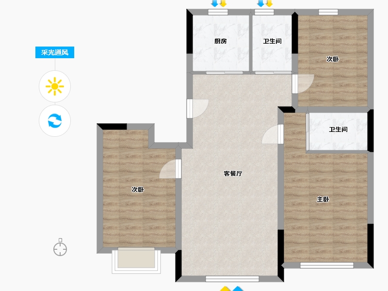 吉林省-长春市-公园壹号-108.47-户型库-采光通风