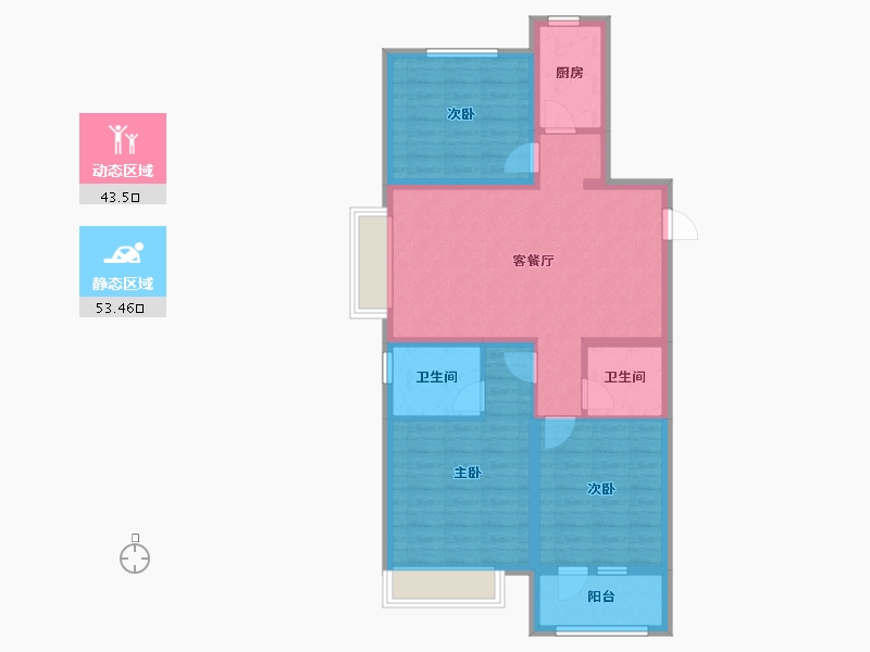 山东省-潍坊市-雪松香柏国际-86.24-户型库-动静分区