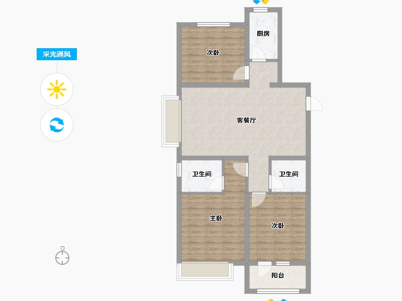 山东省-潍坊市-雪松香柏国际-86.24-户型库-采光通风