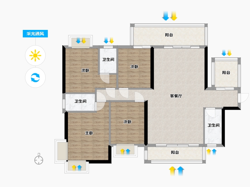 广西壮族自治区-南宁市-澜鉑湾-120.00-户型库-采光通风