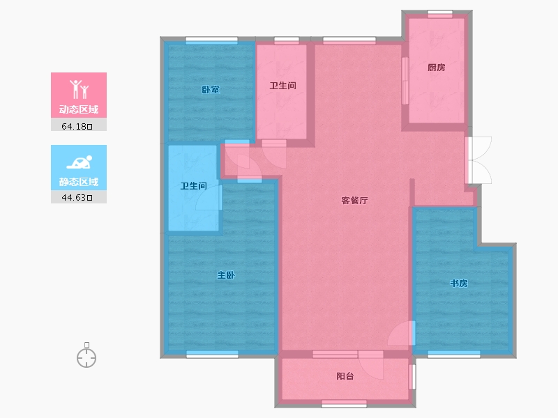 辽宁省-鞍山市-高新万科城-112.00-户型库-动静分区