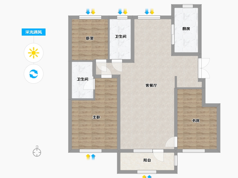 辽宁省-鞍山市-高新万科城-112.00-户型库-采光通风