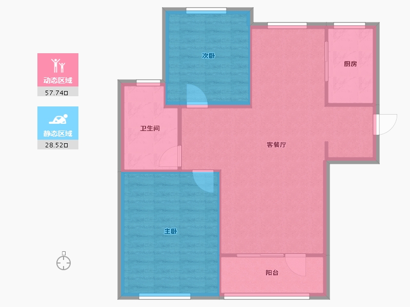 辽宁省-大连市-一方天鹅湖-73.60-户型库-动静分区