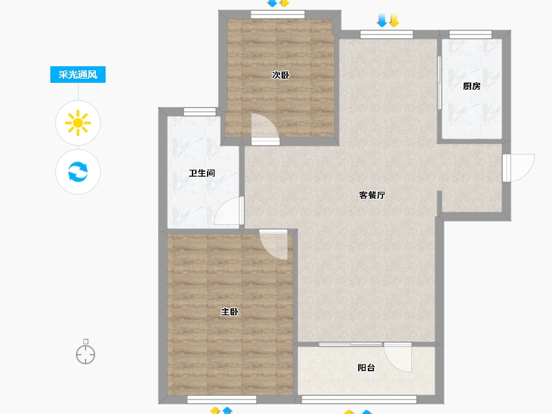 辽宁省-大连市-一方天鹅湖-73.60-户型库-采光通风