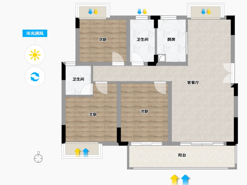 江西省-赣州市-翡翠城-89.11-户型库-采光通风