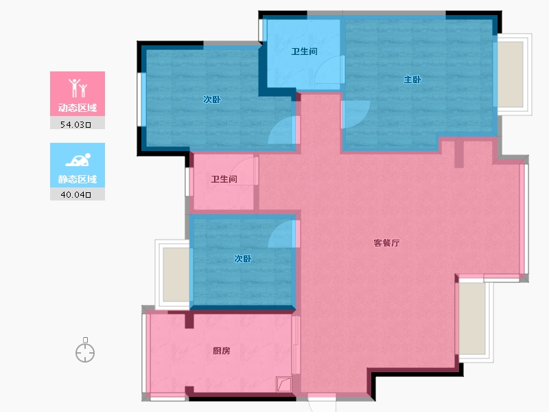 四川省-成都市-港龙美的未来映-84.00-户型库-动静分区