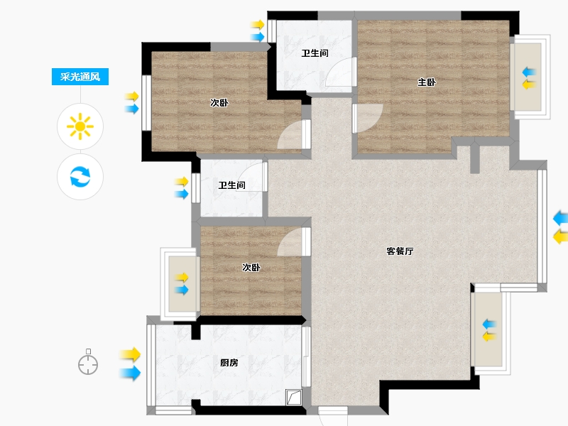 四川省-成都市-港龙美的未来映-84.00-户型库-采光通风