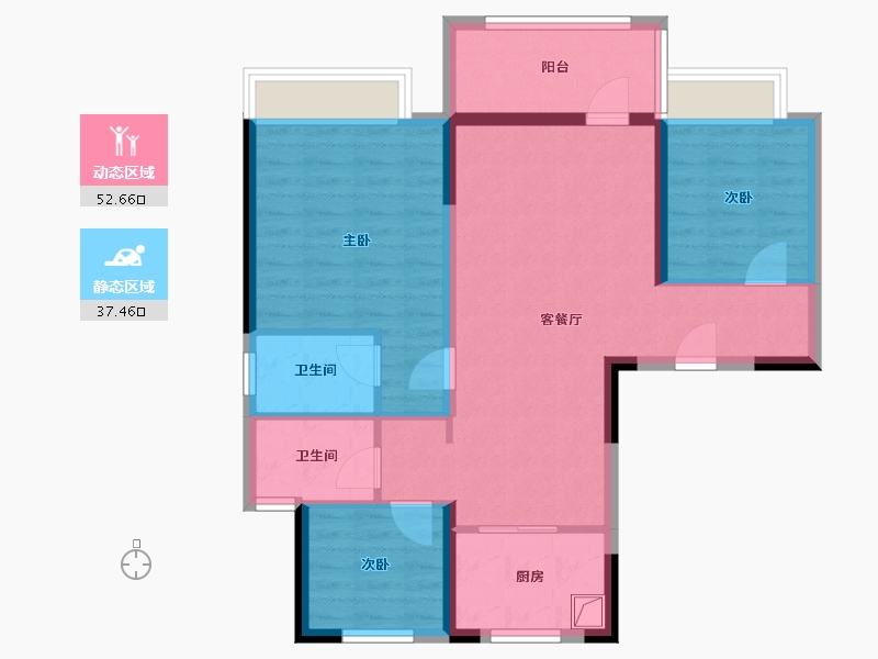 宁夏回族自治区-固原市-碧桂园天辰-87.09-户型库-动静分区