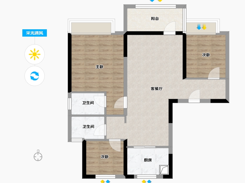 宁夏回族自治区-固原市-碧桂园天辰-87.09-户型库-采光通风