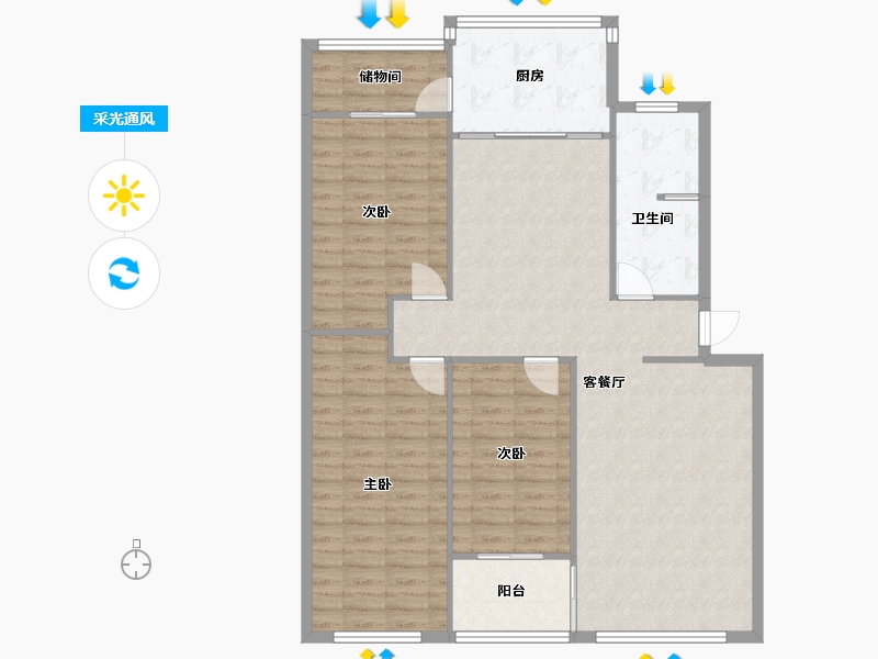 山东省-淄博市-般阳生活区西2区-144.00-户型库-采光通风