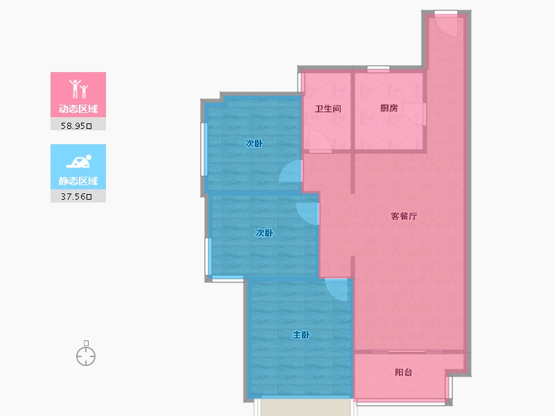 湖南省-长沙市-华润凤凰城2期-77.30-户型库-动静分区