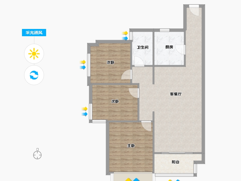 湖南省-长沙市-华润凤凰城2期-77.30-户型库-采光通风