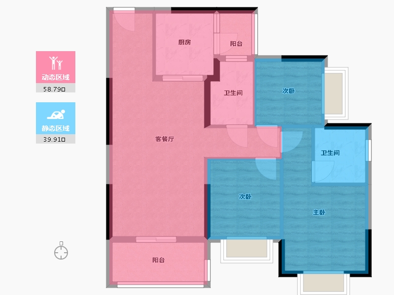 湖南省-岳阳市-恒大养生谷-88.84-户型库-动静分区