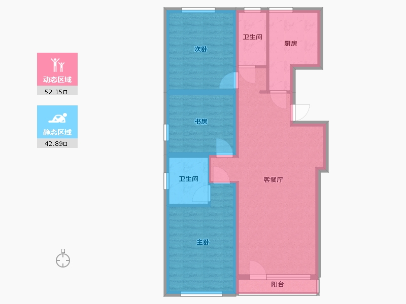 辽宁省-鞍山市-皇冠壹品-94.85-户型库-动静分区