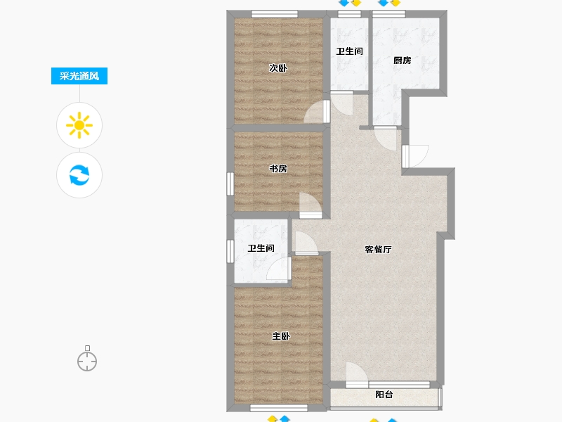 辽宁省-鞍山市-皇冠壹品-94.85-户型库-采光通风