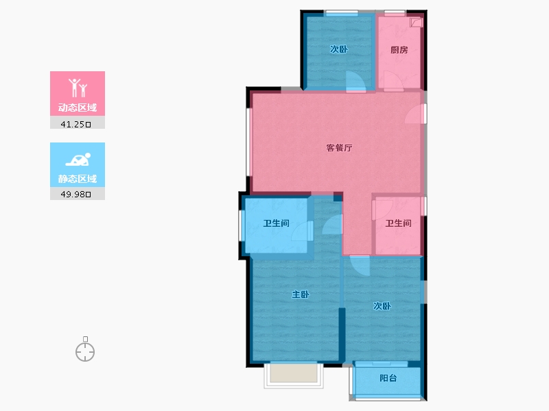 浙江省-嘉兴市-夏宫花园-88.38-户型库-动静分区