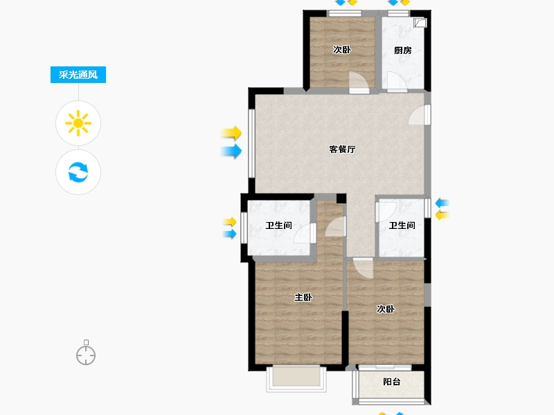 浙江省-嘉兴市-夏宫花园-88.38-户型库-采光通风