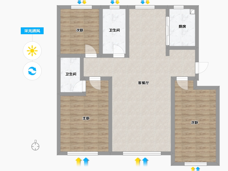 山东省-潍坊市-东方天韵-95.00-户型库-采光通风