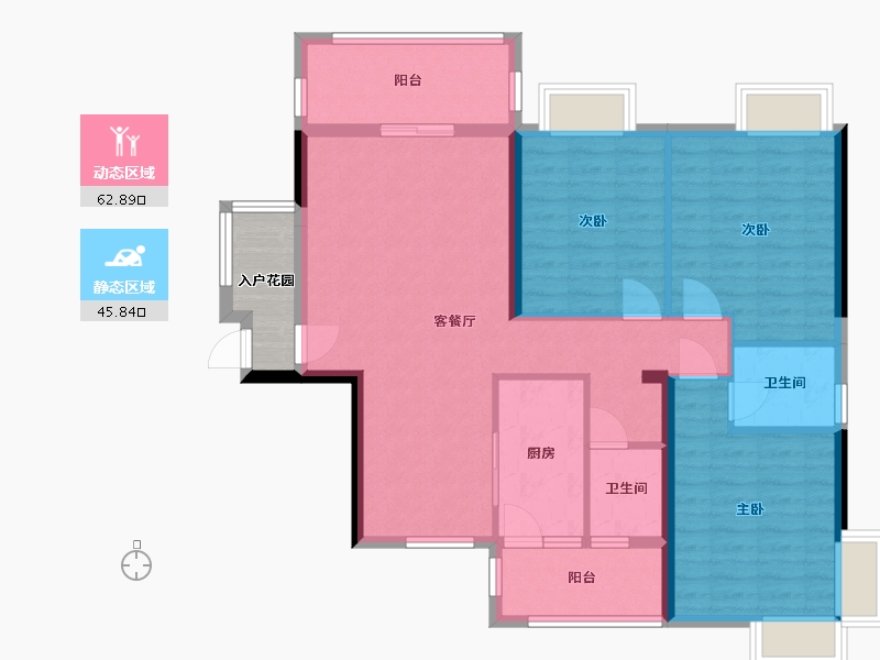 湖南省-郴州市-郴州市东岭嘉园-98.60-户型库-动静分区