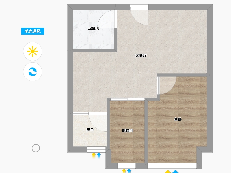 四川省-成都市-正黄金域国际-35.84-户型库-采光通风