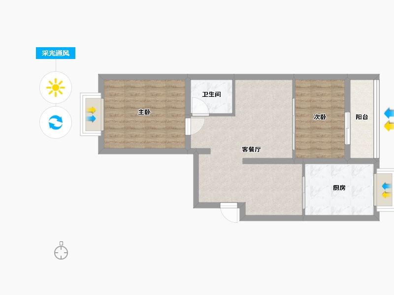 北京-北京市-CBD总部公寓1期-67.00-户型库-采光通风