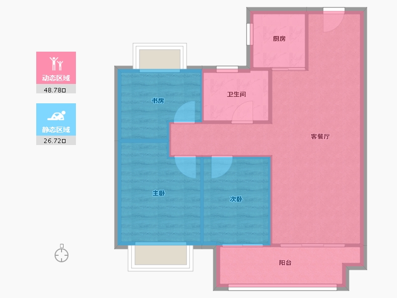 湖北省-武汉市-南德缦和美域-68.65-户型库-动静分区