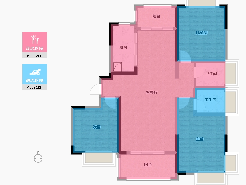 湖南省-株洲市-荣盛华府-101.20-户型库-动静分区