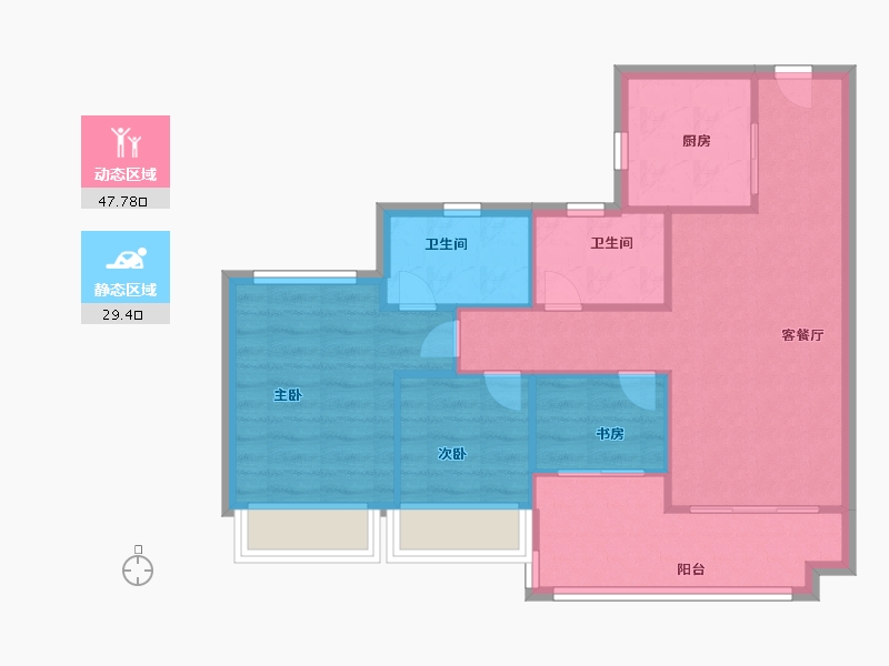 广东省-广州市-保利锦上-69.60-户型库-动静分区