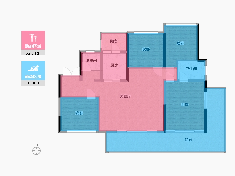 四川省-德阳市-仟坤天朗-83.00-户型库-动静分区