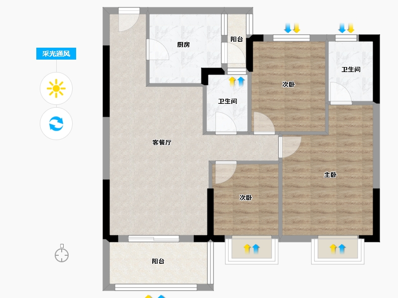 湖北省-武汉市-云水居雅园-86.78-户型库-采光通风