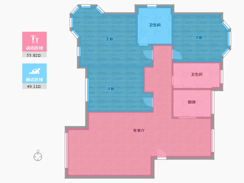 内蒙古自治区-呼和浩特市-东达小镇-96.00-户型库-动静分区