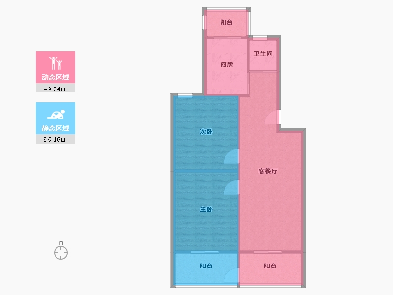 江苏省-南京市-南京师范大学(仙林校区)-茶苑-75.00-户型库-动静分区