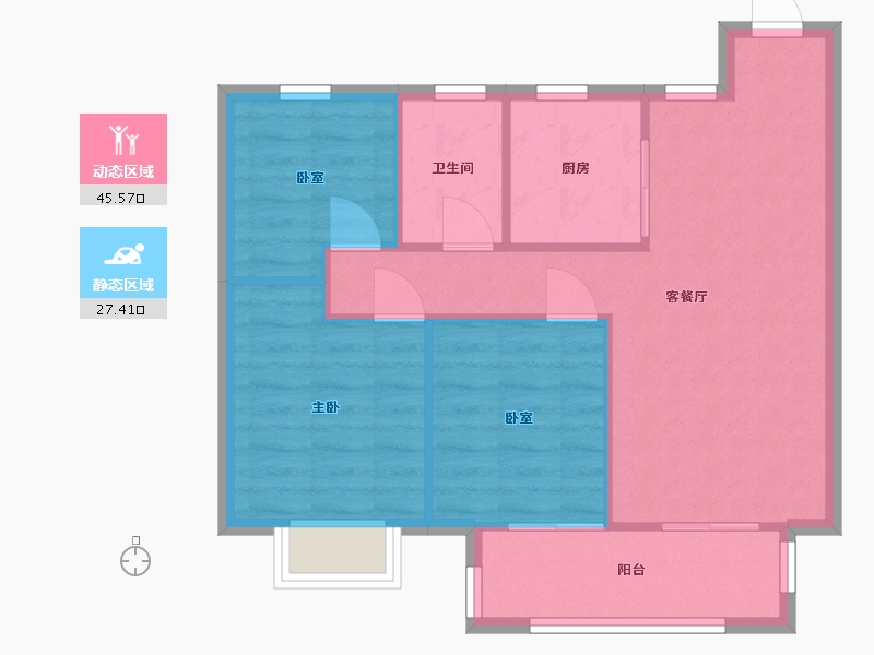 安徽省-合肥市-大发长安融悦四季-77.60-户型库-动静分区