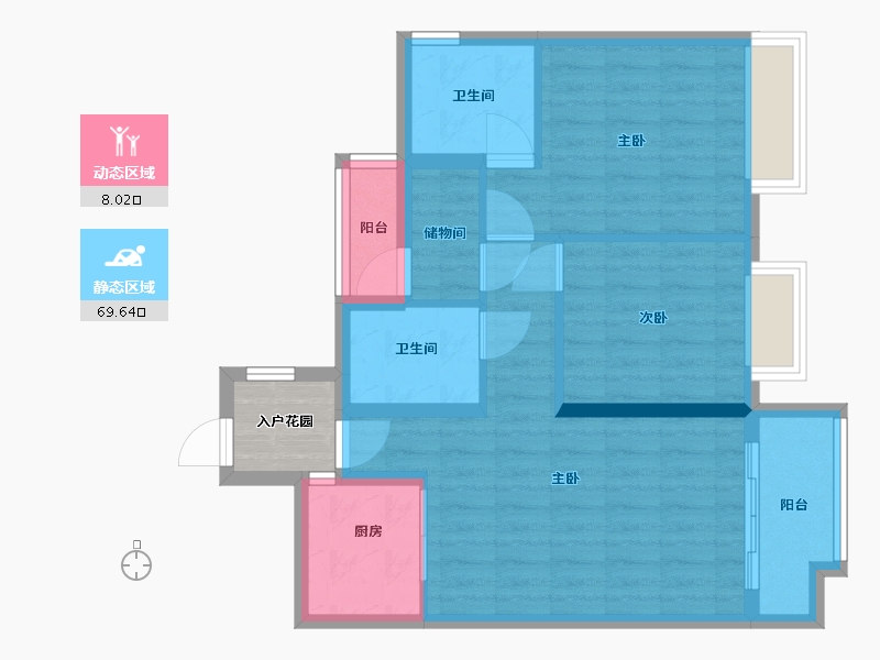 广东省-广州市-金瑞美秀花园-71.99-户型库-动静分区