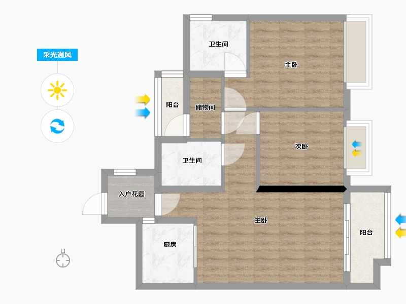 广东省-广州市-金瑞美秀花园-71.99-户型库-采光通风