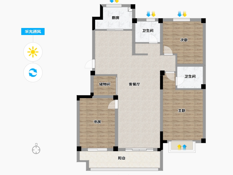 江苏省-南通市-濠江南苑-139.50-户型库-采光通风