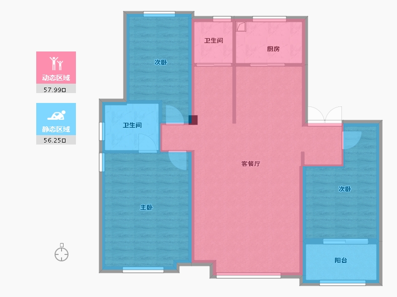 新疆维吾尔自治区-石河子市-鸿翔百合园-107.28-户型库-动静分区