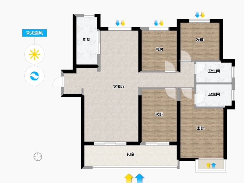 山东省-菏泽市-赵水洼紫园-145.00-户型库-采光通风