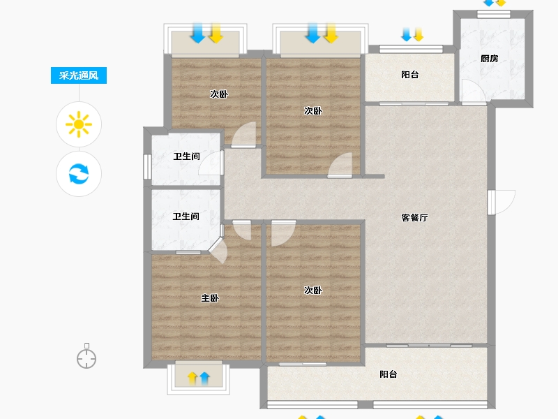 福建省-福州市-泰禾红峪A区-111.20-户型库-采光通风