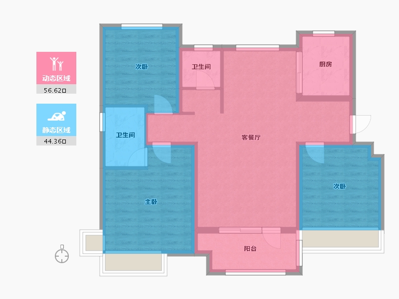 河北省-邢台市-荣盛锦绣观邸-90.91-户型库-动静分区