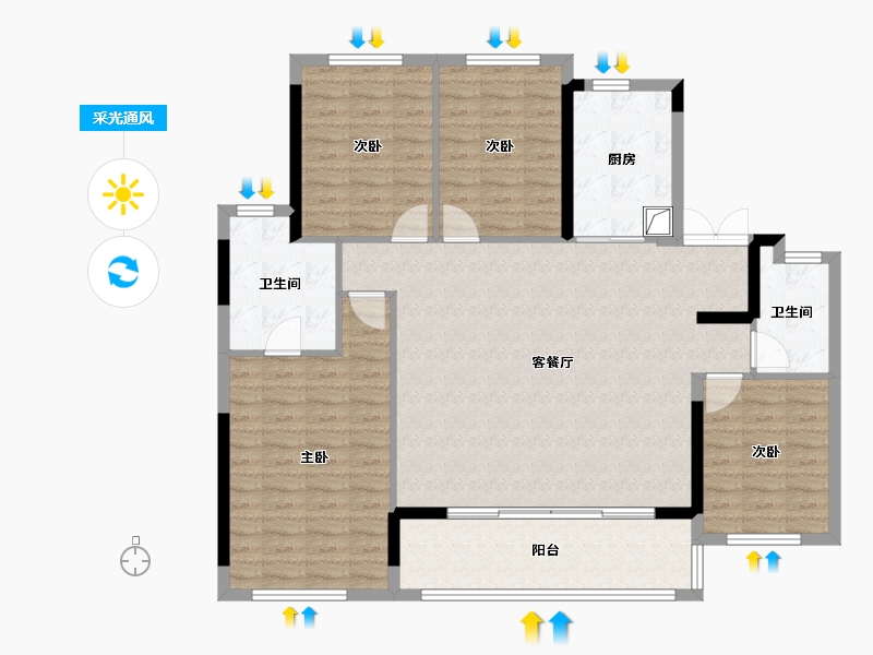 福建省-福州市-保利天悦-120.00-户型库-采光通风