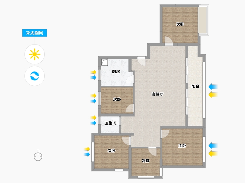 浙江省-杭州市-滨融府-128.00-户型库-采光通风