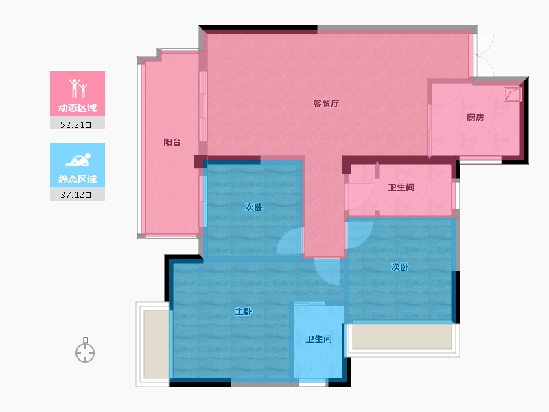 四川省-眉山市-置信丽都花园-84.56-户型库-动静分区